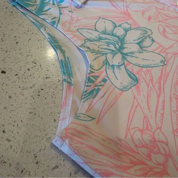 Sunday Swagger Tropical Golf Polo Sleeveless Tank Blue Pink White Size Large - Picture 9 of 9